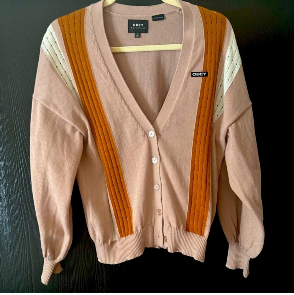 Obey Women's Pink and Orange Sweater